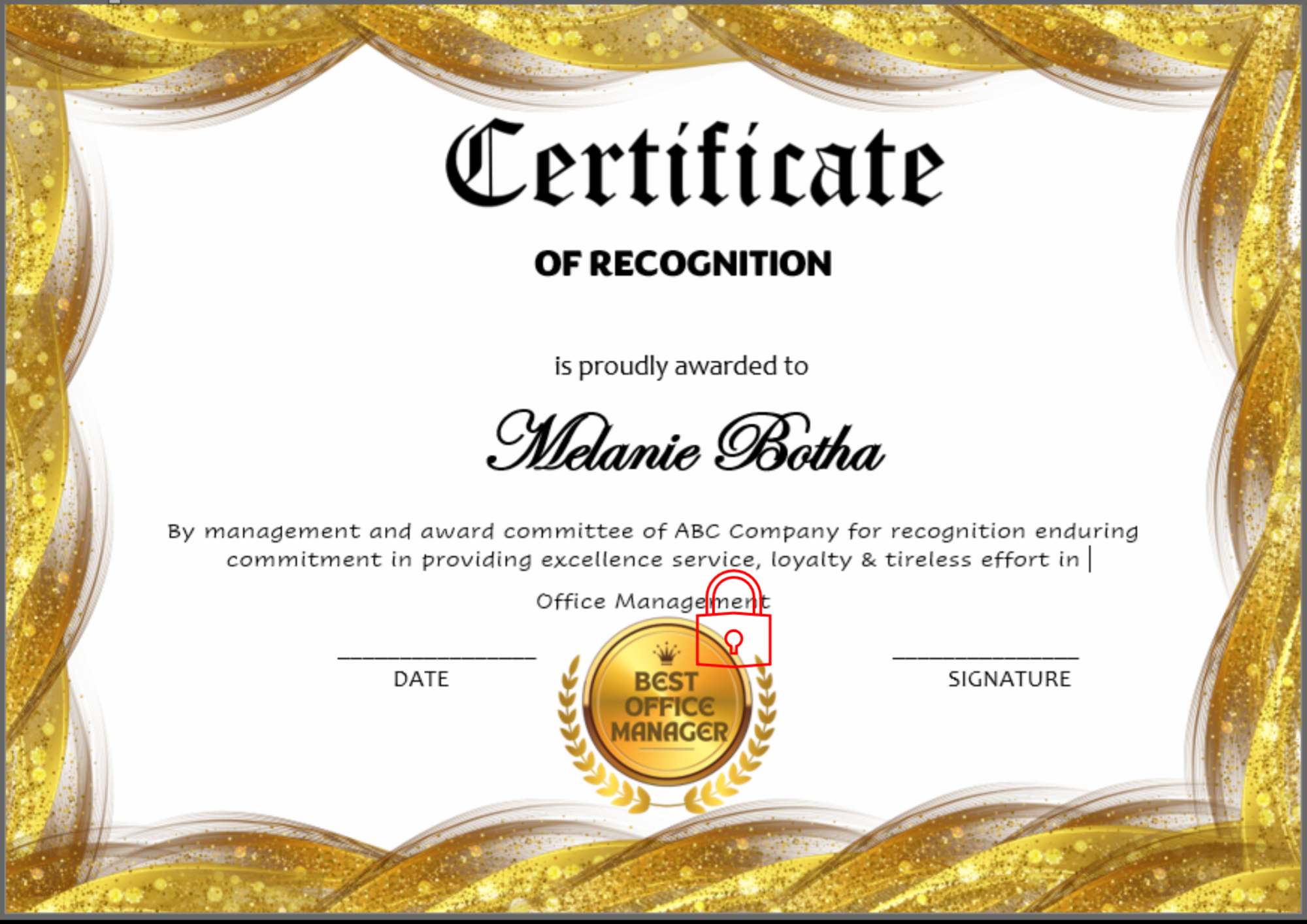 Certificate of recognition