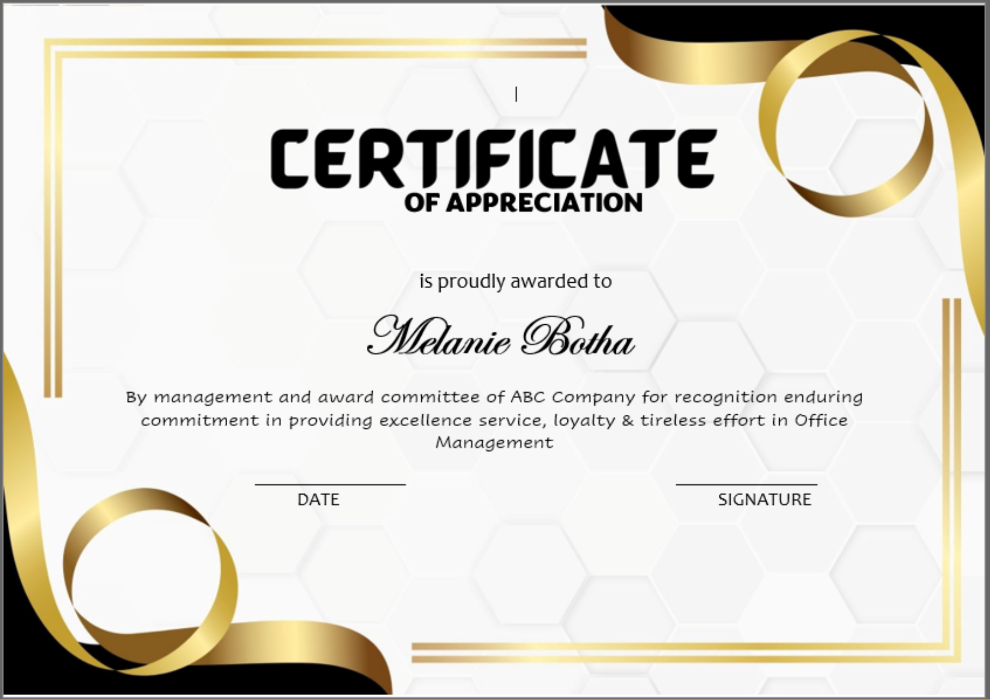 5 Years Service Award Certificate template