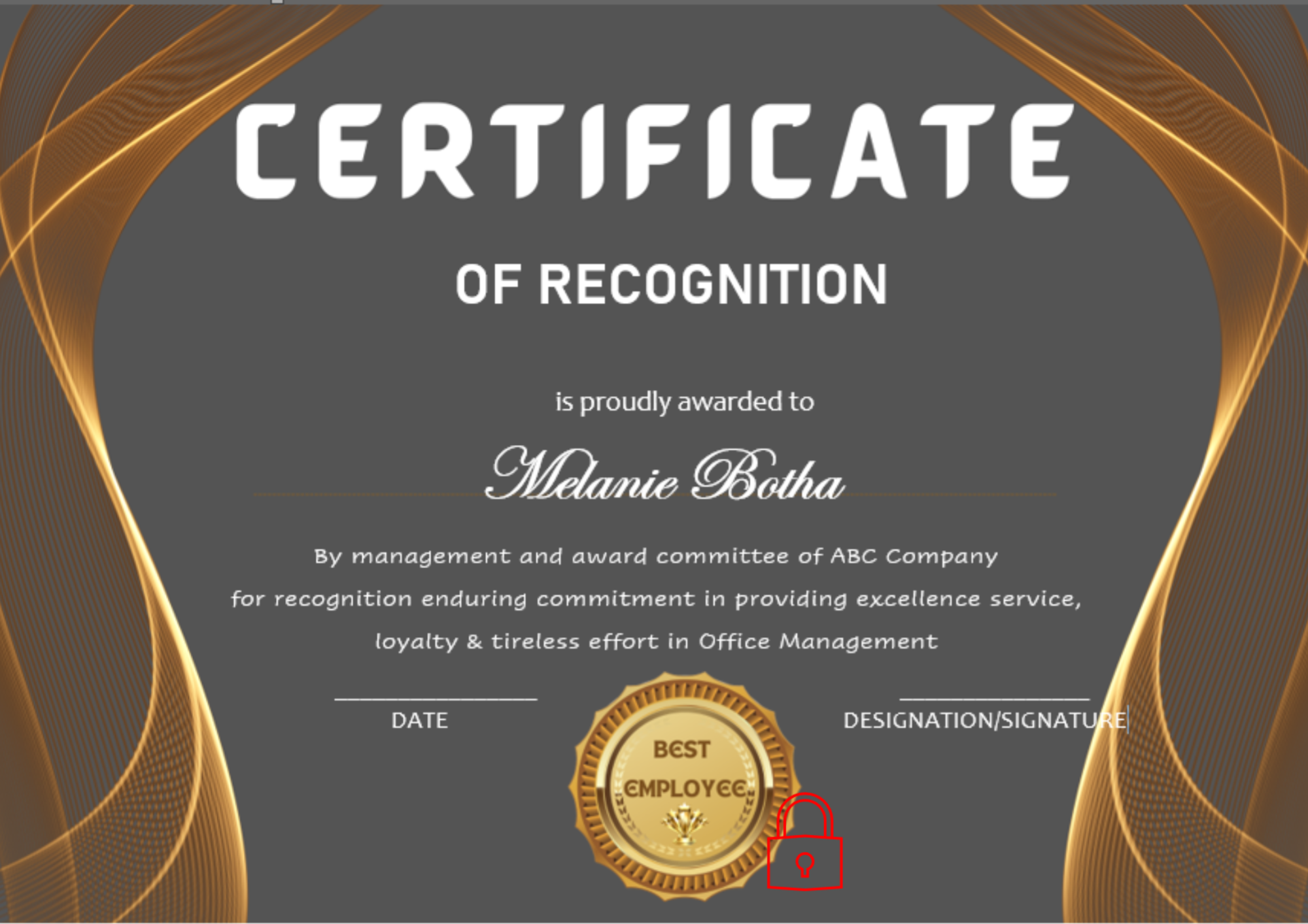 Certificate template